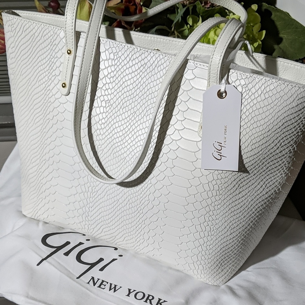 Gigi New York White Embossed Bag